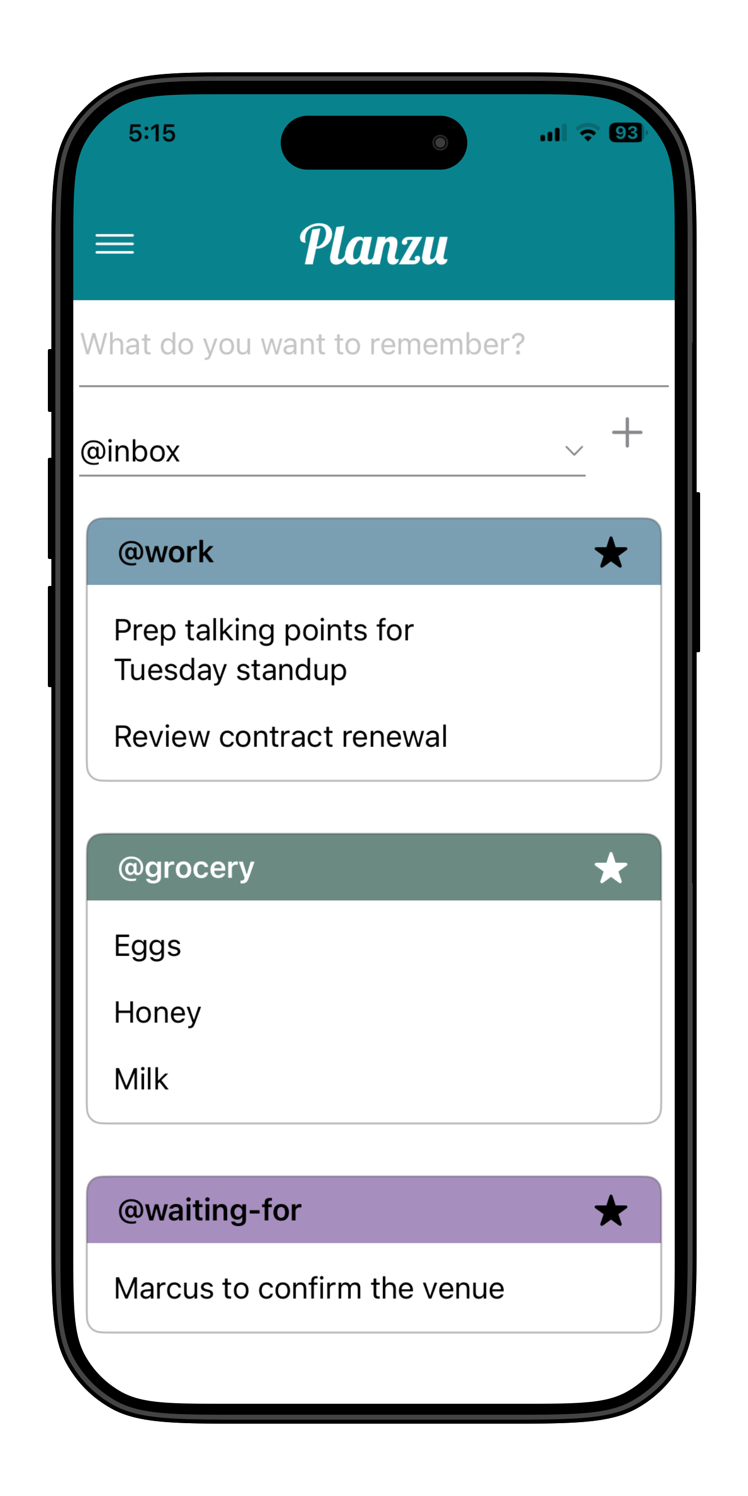 Context view showing color-coded contexts